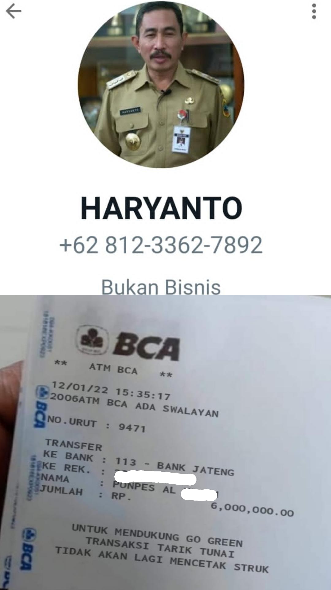 “Waspada” Penipuan Mengatasnamakan Bupati Haryanto