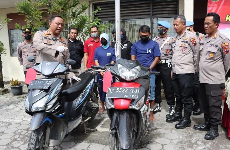 Polres Demak Amankan Pasutri Setelah Curi Motor Petani di Area Persawahan