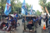 Datang ke KPU Naik Becak, Demokrat Sragen Targetkan 7 Kursi Legeslatif