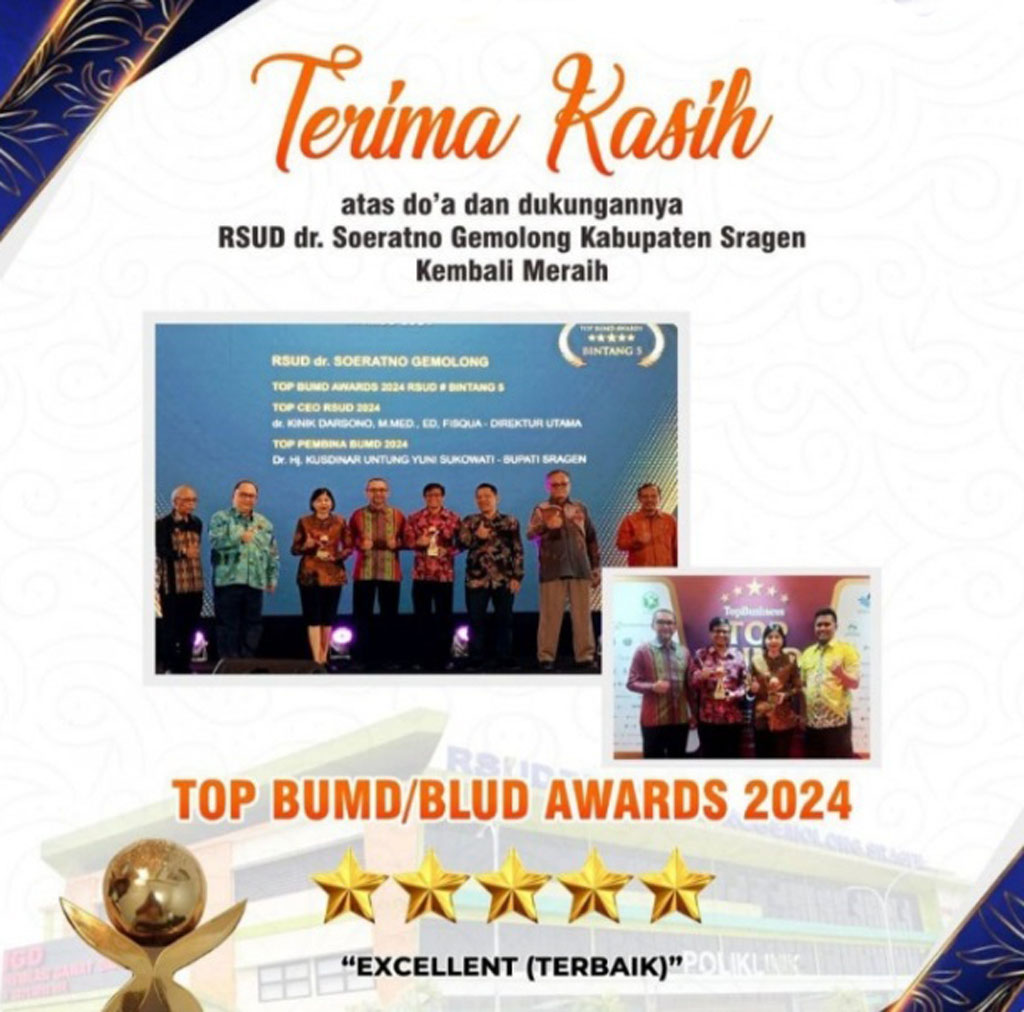RSUD dr. Soeratno Gemolong Raih Predikat Terbaik TOP BUMD Awards 2024