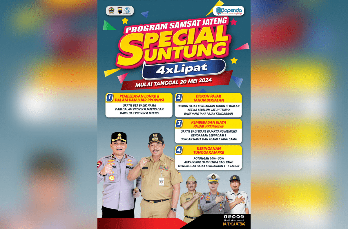 Dukung Pemulihan Ekonomi Pascabanjir, Samsat Jateng Luncurkan Program “Spesial Untung 4 Kali Lipat”
